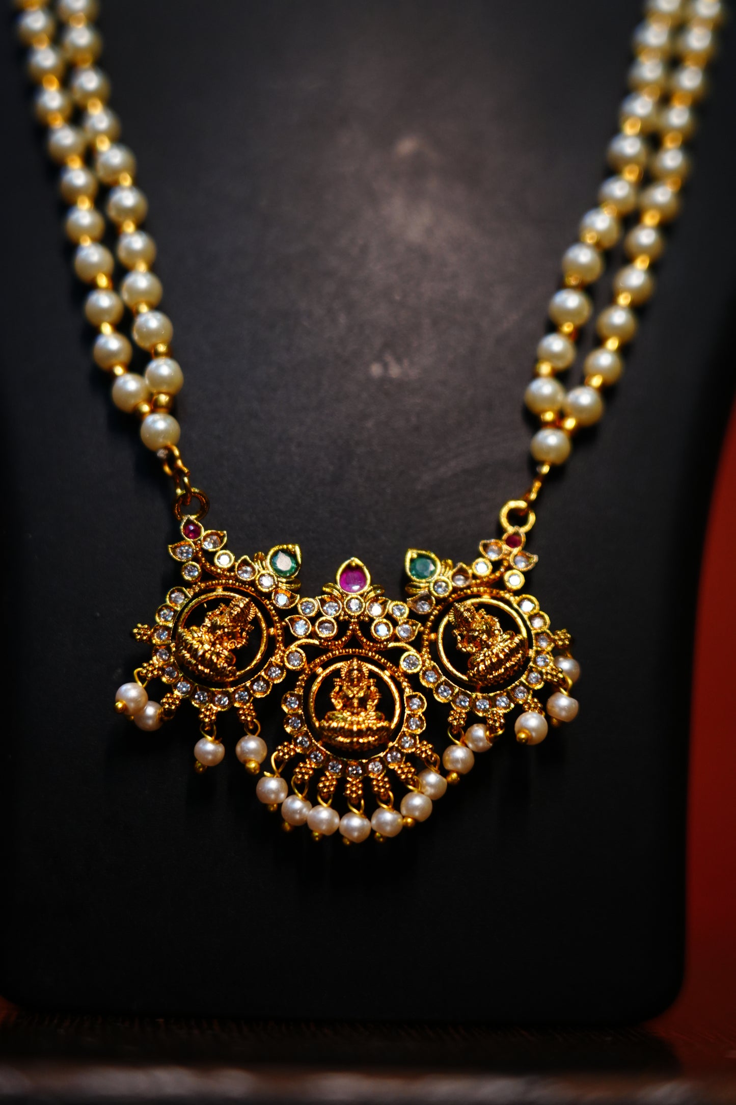 Ashtalakshmi Pendant with Beads | 2 Line Ethnic Necklace with Adjustable Back for Women & Girls