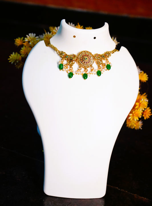 Matte Finish Choker Necklace with pearls