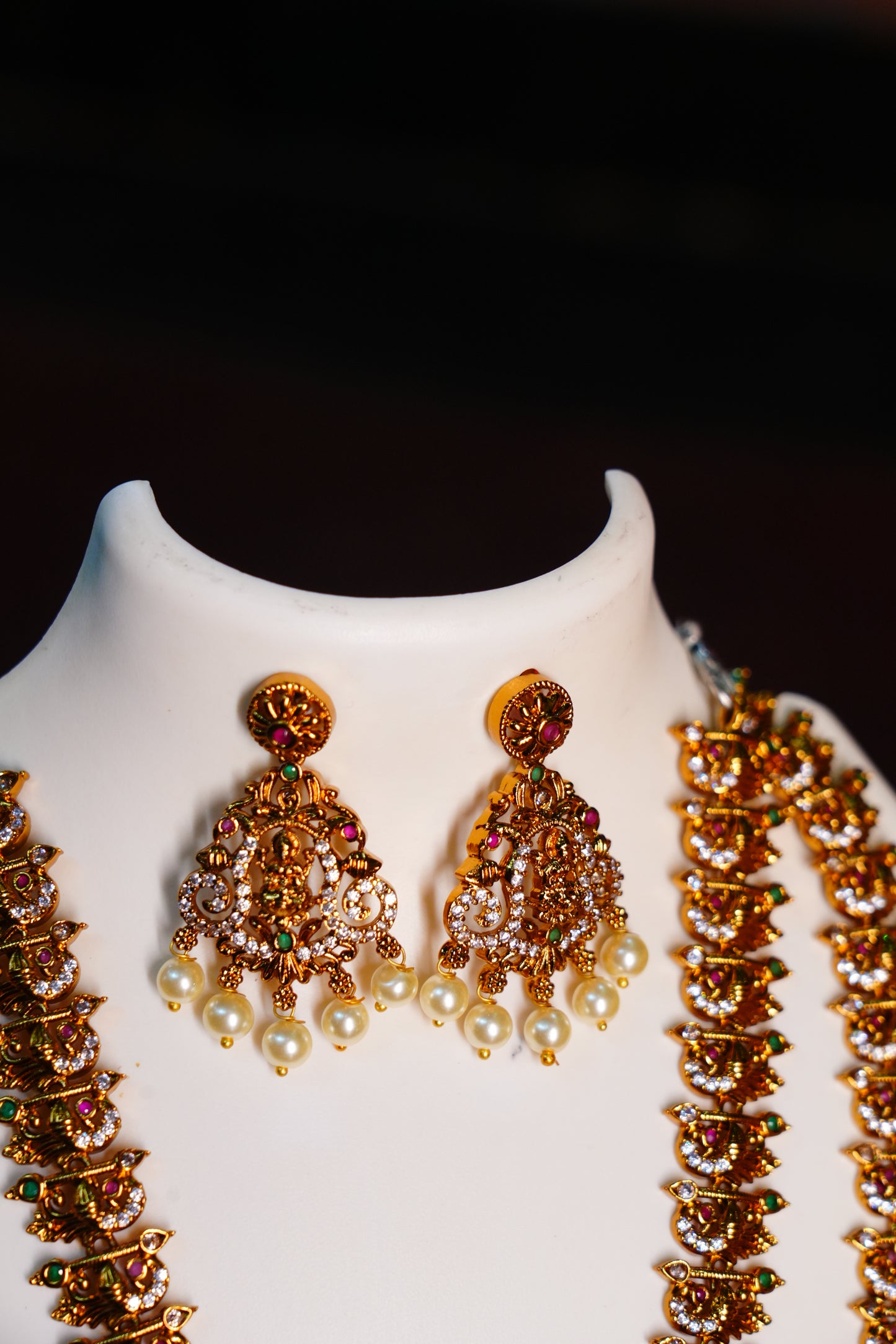 Premium Matte Finish South Indian Temple Jewellery Combo Set for Women with Long and Short Necklace & Earrings