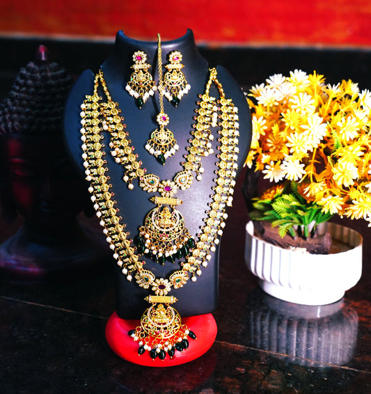 Long Haaram Necklace with earrings & Perfect for weddings, festivals, and special occasions