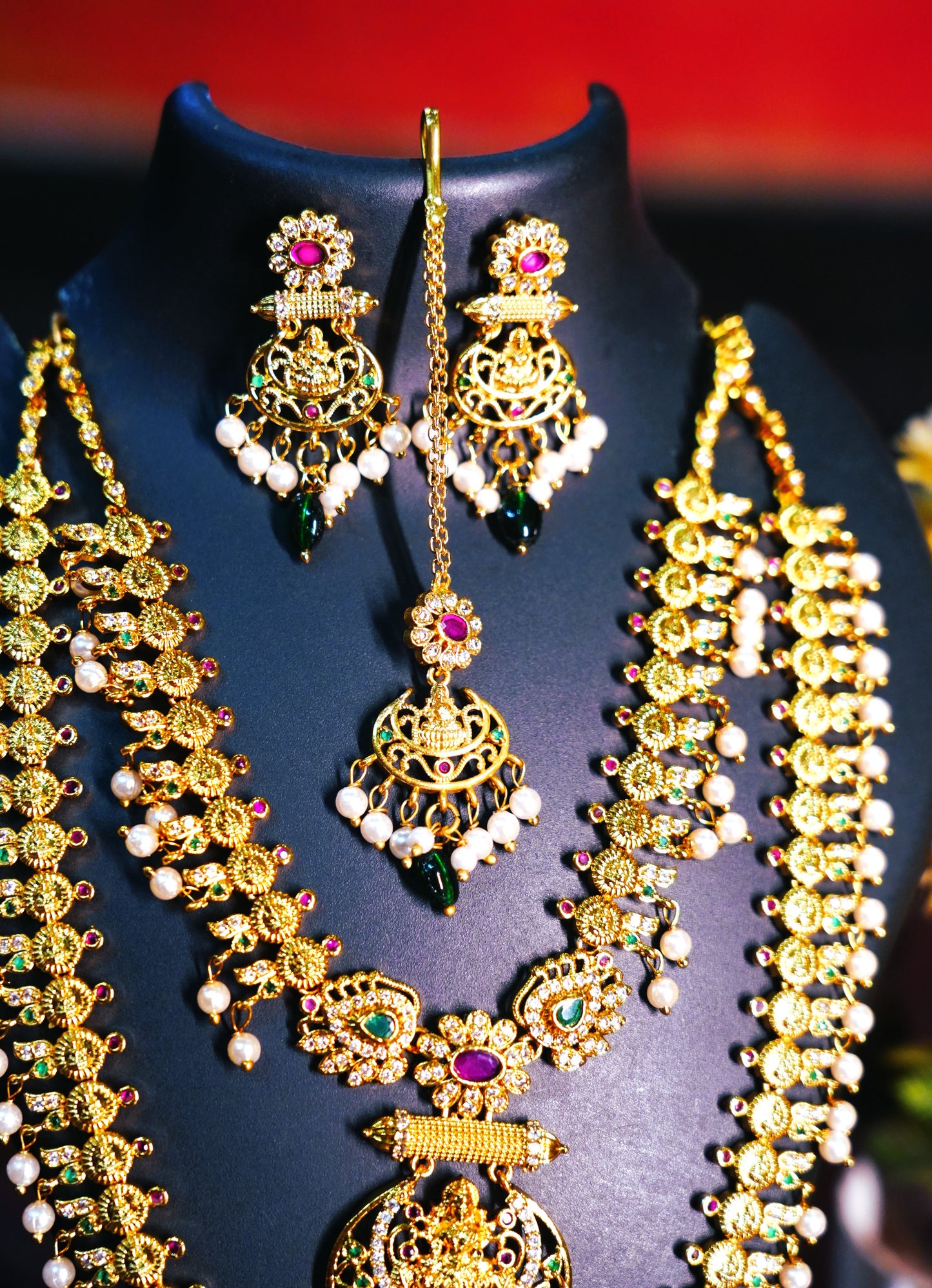 Long Haaram Necklace with earrings & Perfect for weddings, festivals, and special occasions