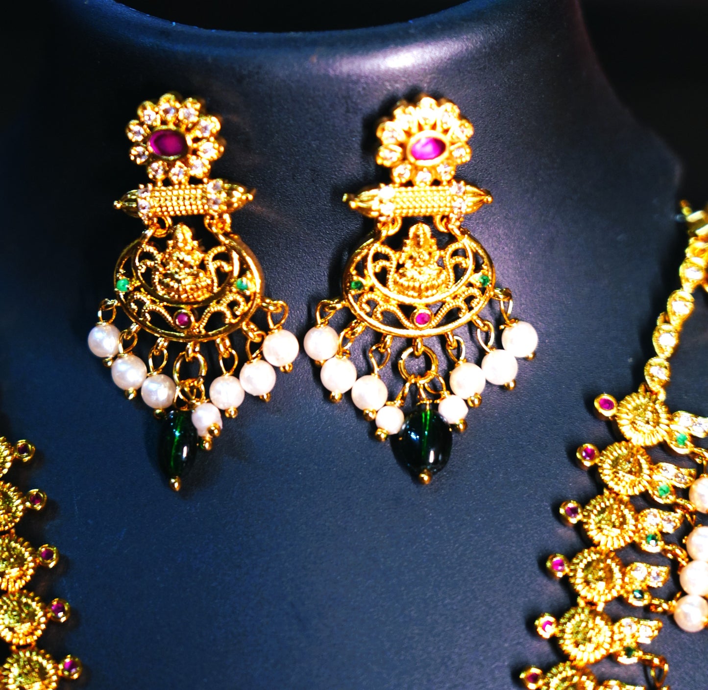 Long Haaram Necklace with earrings & Perfect for weddings, festivals, and special occasions